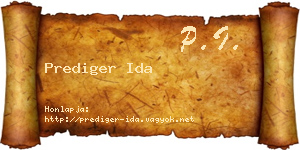 Prediger Ida névjegykártya